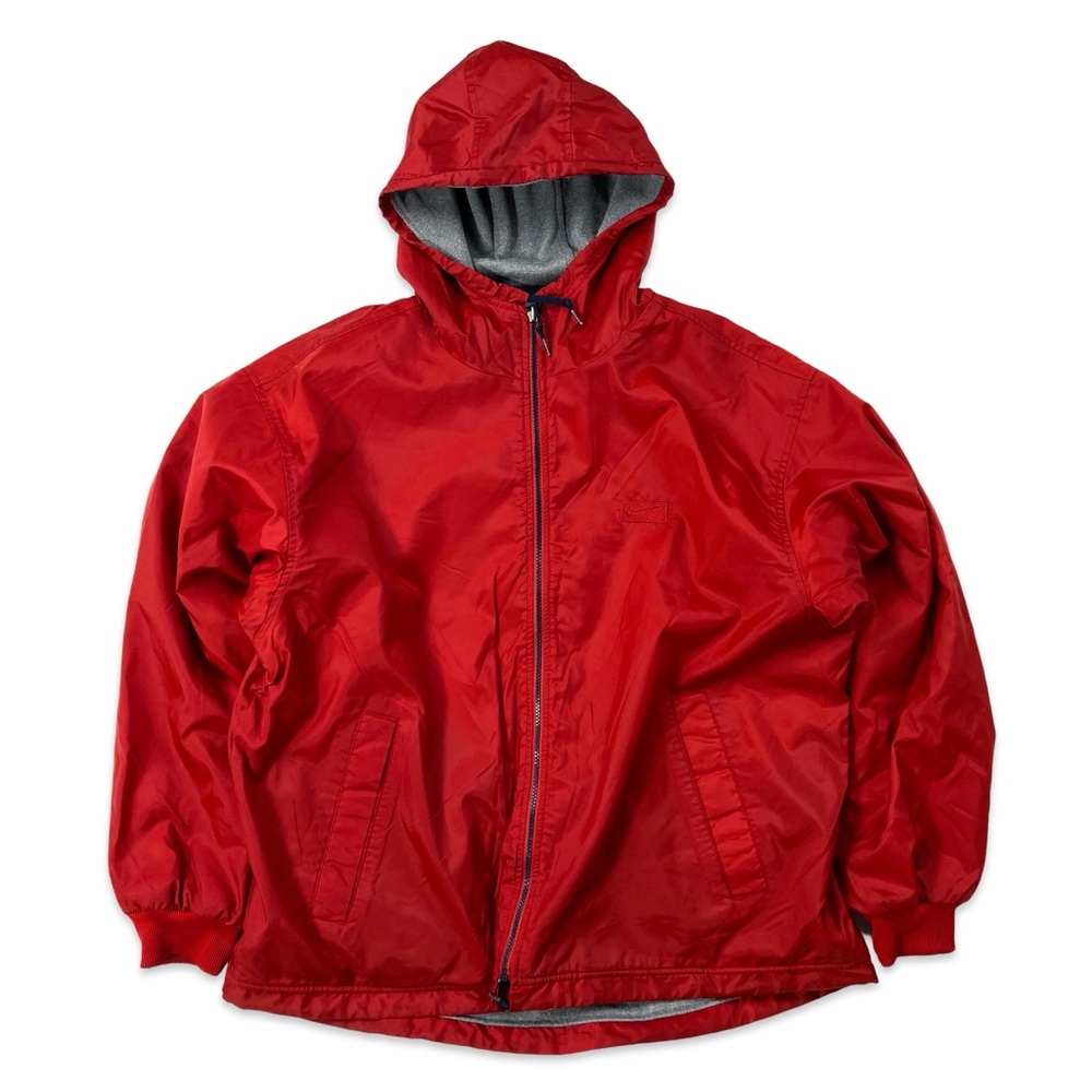Vintage Nike Red Hooded Reversible Men's Jacket - Medium